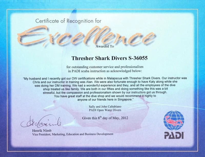 Certificate of Excellence TSD Sally July 2012