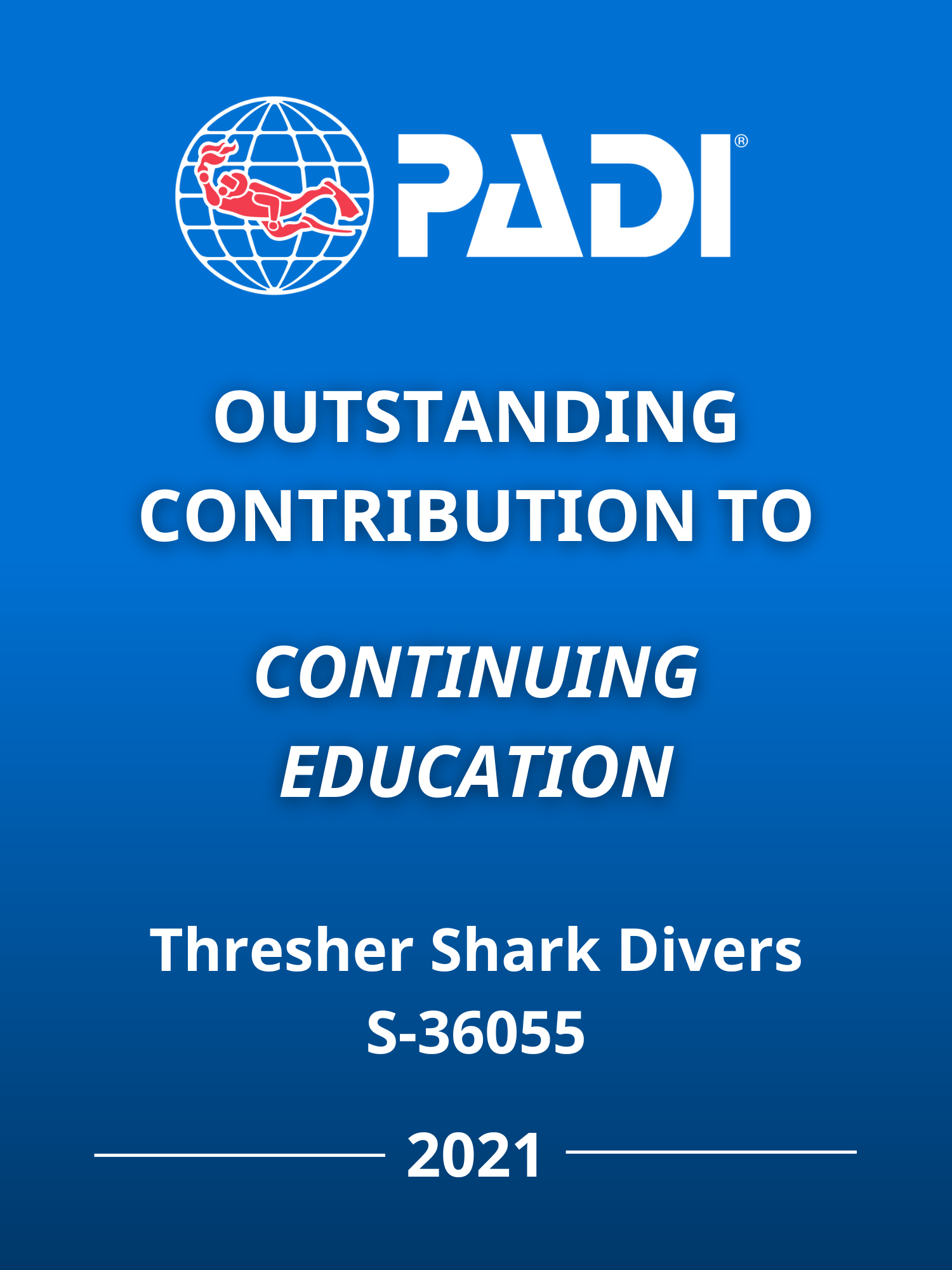 PADI Award Continuing Education 2021