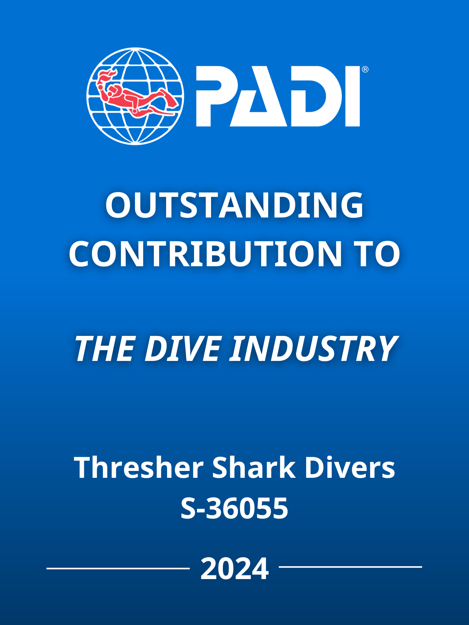 PADI Award The Dive Industry 2024