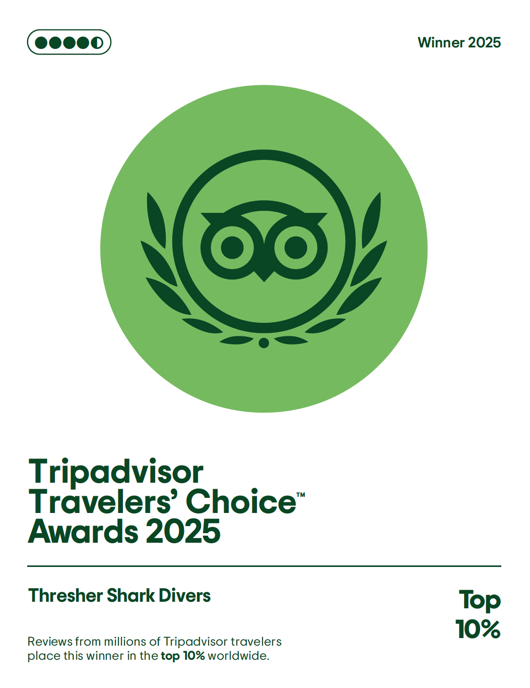 Tripadvisor 2025 Awards TSD Malapascua TripAdvisor 2025 Travelers Choice Award